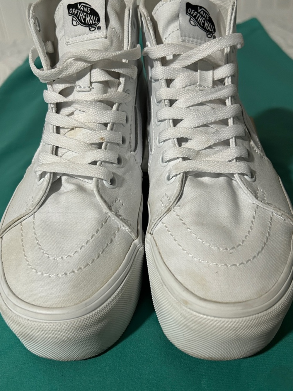 Vans White High-Top Platform Canvas Sneakers SZ: W8/M6.5 - Picture 3 of 9